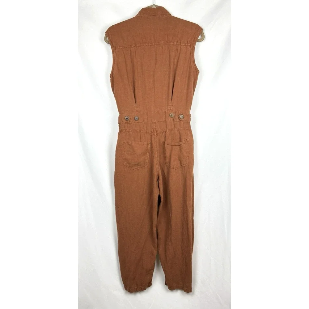ZARA Sleeveless Balloon Leg Jumpsuit Medium Terracotta Brown Utility Romper NWT